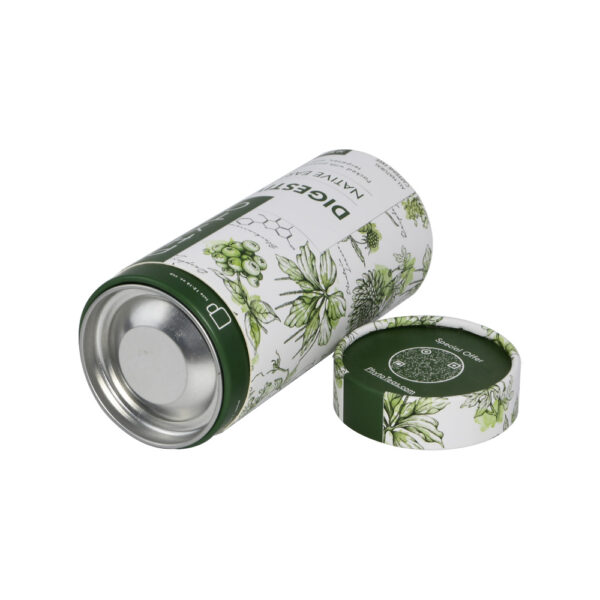 Aluminum Foil Lining Paper Tube Paper Tube for Tea with Metal Lid
